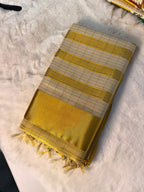 Classic Golden Checked Kerala Kasavu Saree