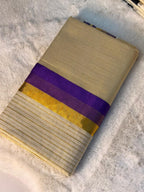 Classic Kerala Kasavu Saree with Royal Purple Border
