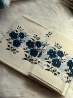 Blue Floral Kerala Set Mundu – Modern Printed Traditional Wear