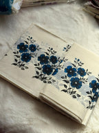 Blue Floral Kerala Set Mundu – Modern Printed Traditional Wear