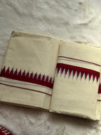 Kerala Temple Border Set Mundu with Matching Blouse Piece – Red
