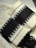 Kerala Black Border Traditional Set Mundu with Tassel Detailing