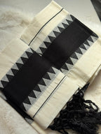 Kerala Black Border Traditional Set Mundu with Tassel Detailing