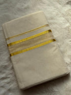 Premium Kerala Kasavu Dhoti – Double Gold Border Edition