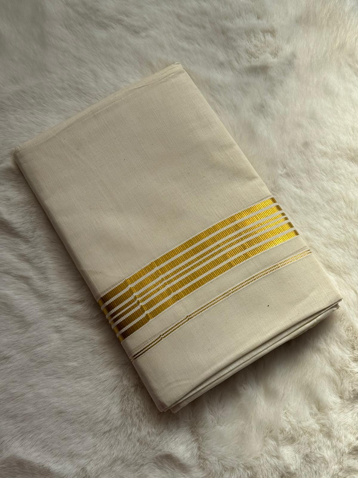 Traditional Kerala Dhoti – Multi-Line Gold Kasavu