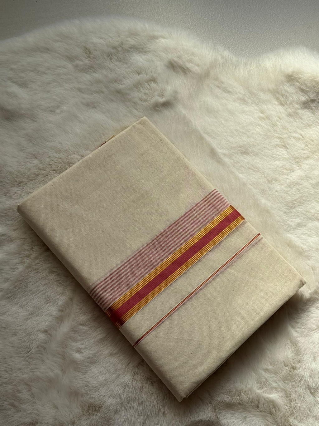 Classic Kerala Dhoti – Red Heritage Border