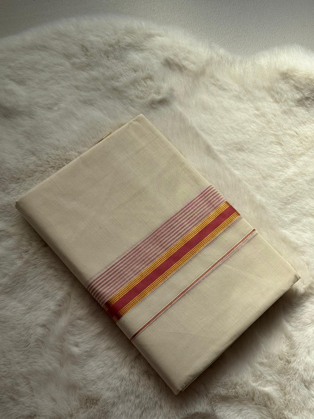 Classic Kerala Dhoti – Red Heritage Border