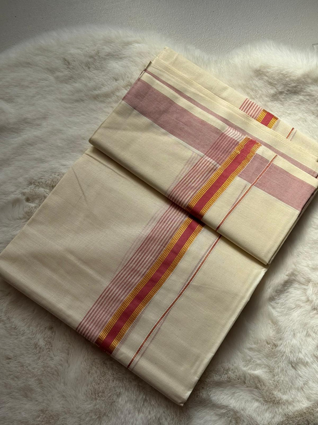 Classic Kerala Dhoti – Red Heritage Border