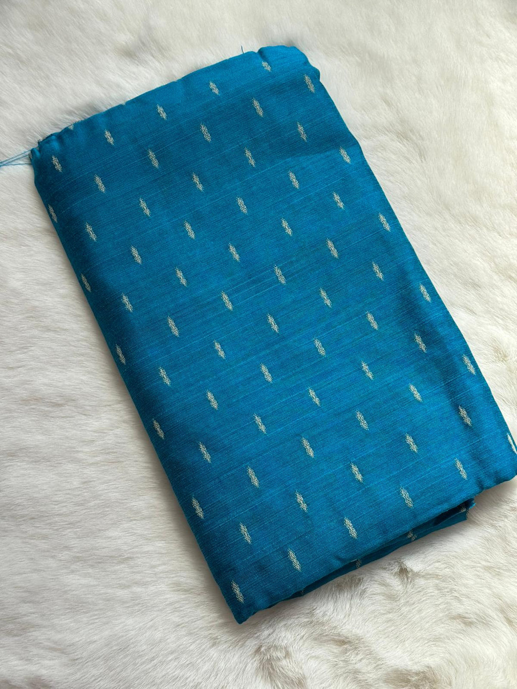 Premium Kerala Set Mundu with Blue & Gold Border and Matching Blouse Piece