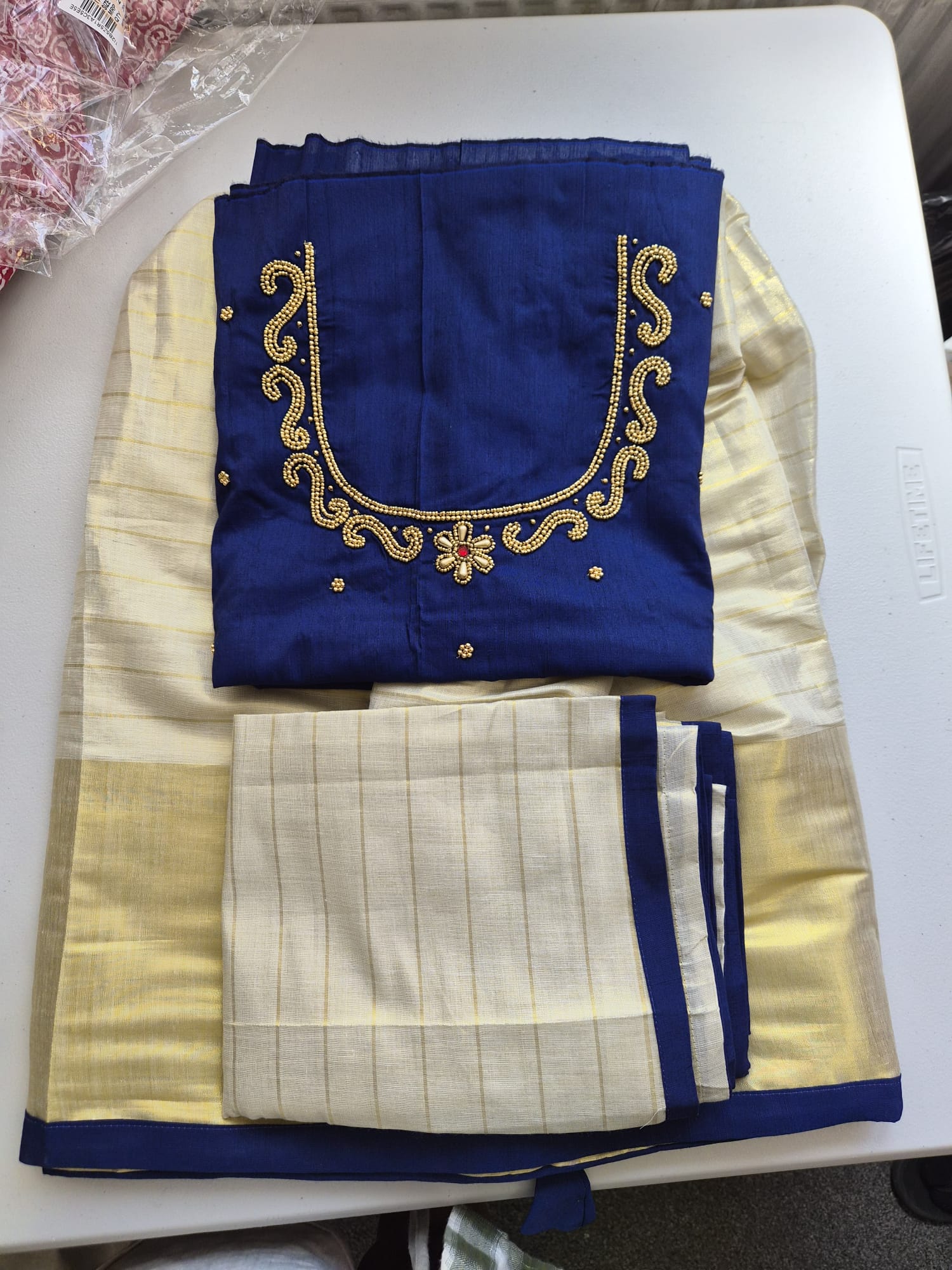 Kerala Half Saree Set – Royal Blue