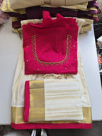 Kerala Half Saree Set – Festive Fuchsia