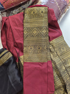 Midnight Vasudha Half Saree Set (Black & Wine)