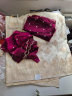 Rajarani Heritage Half Saree Set – Ivory & Wine Berry