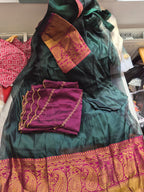 Aarika Emerald Half Saree Set – Emerald Green & Wine Purple