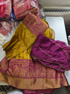 Aarunya Heritage Half Saree Set – Mustard Gold & Wine Purple