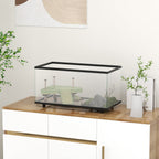 PawHut 50L Glass Turtle Tank Aquarium with Basking Platform, Easy Drainage, Strip Patch Thermometer