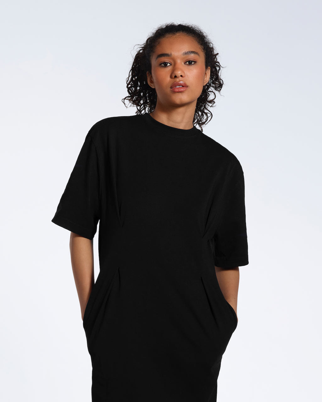 Pleated Waist T-Shirt Dress