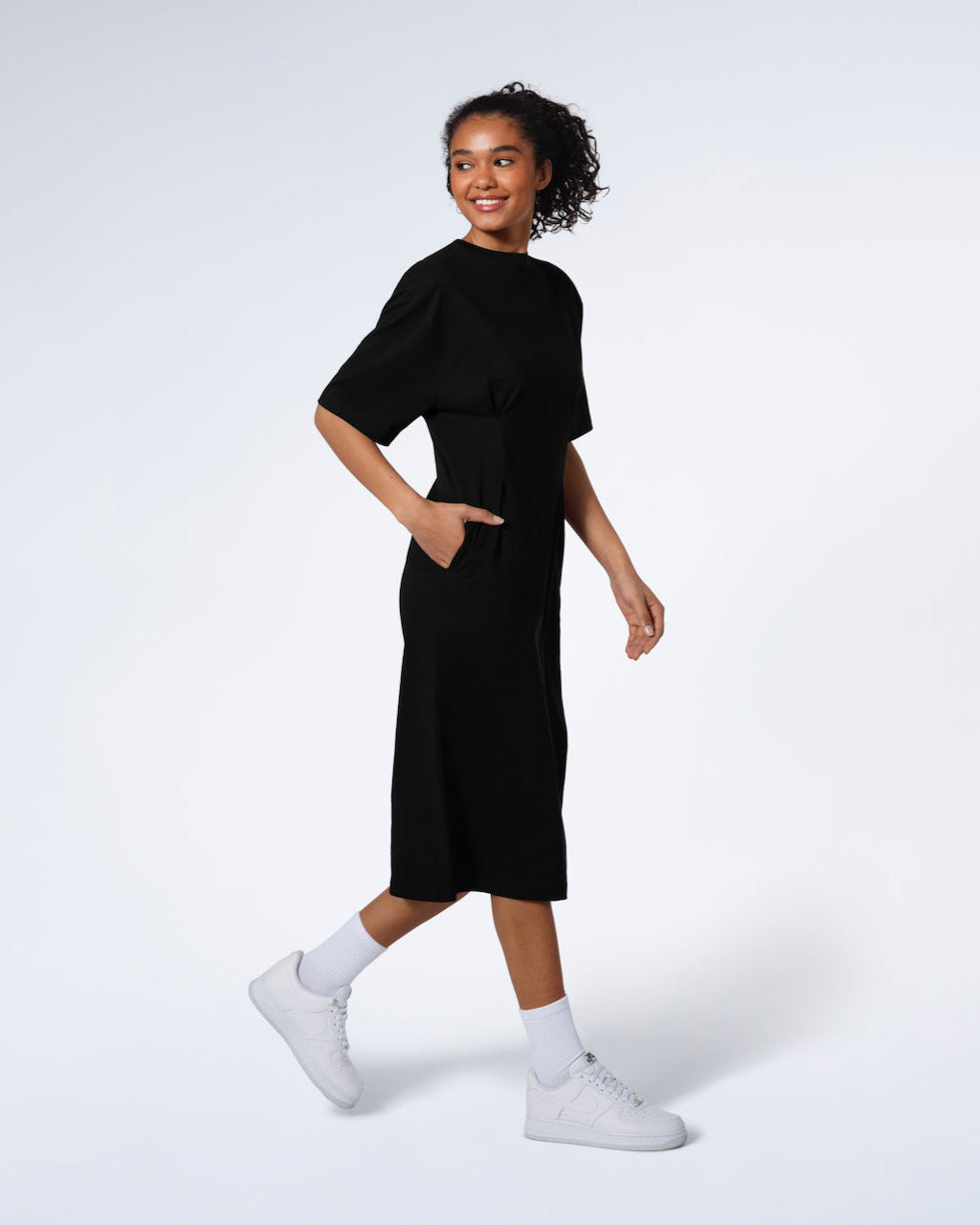 Pleated Waist T-Shirt Dress