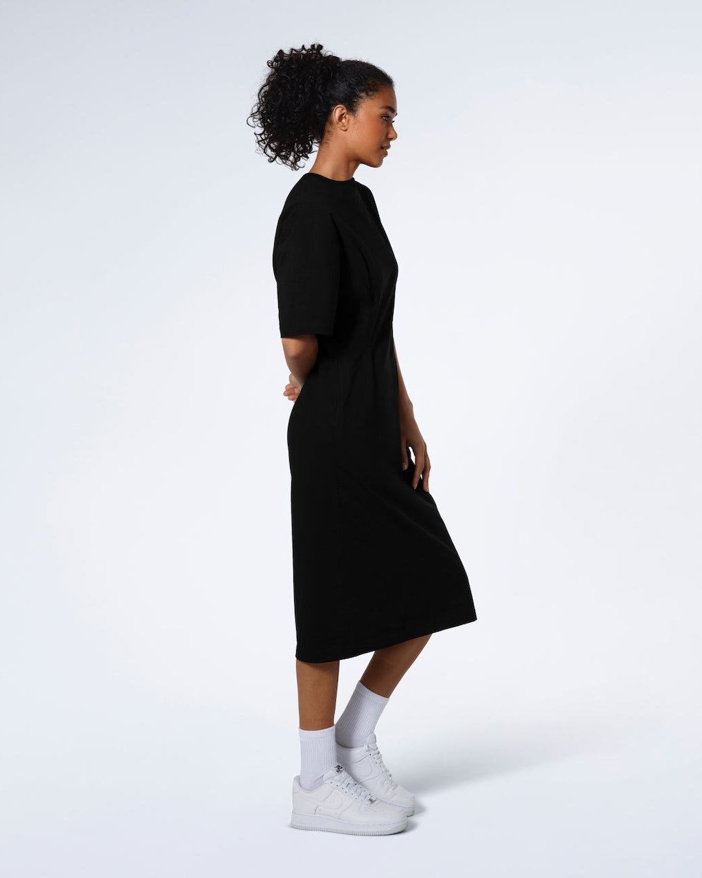 Pleated Waist T-Shirt Dress