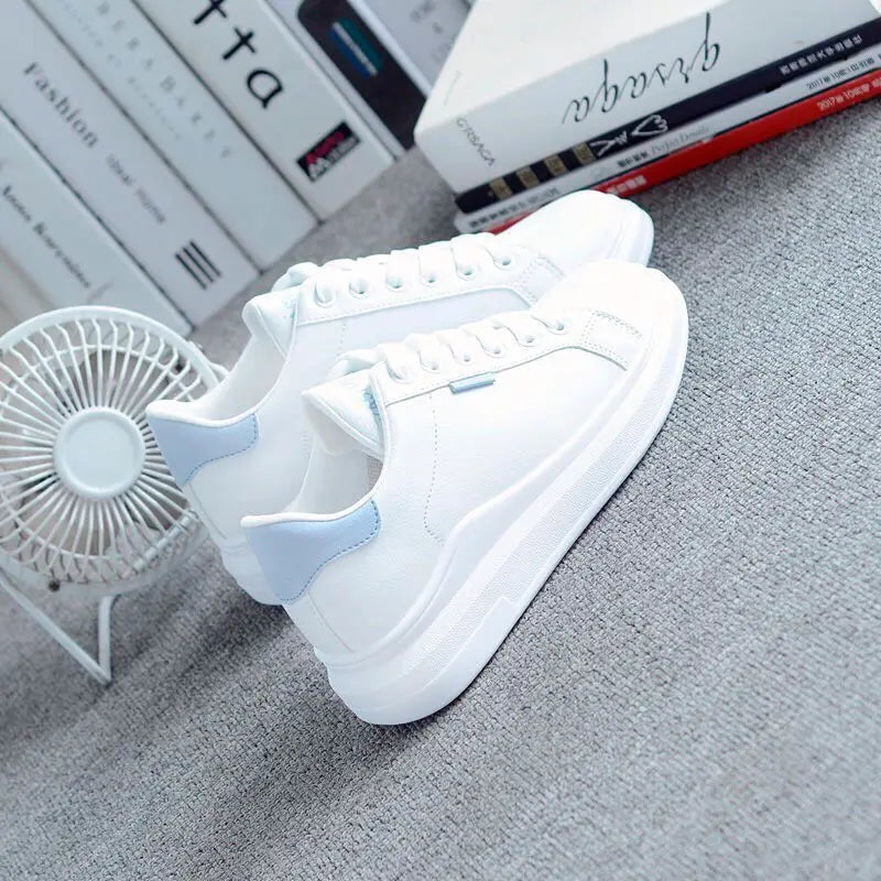 Womens Casual Floral Trainers White Flower Breathable Lace-Up Embroidered Shoes