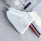 Womens Casual Floral Trainers White Flower Breathable Lace-Up Embroidered Shoes