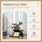 PawHut Cat Tree, Cat Tower for Kittens, Small Cat Condo with Rotatable Top Bar, Sisal Scratching Post, Tunnel, Dangling Balls - Brown
