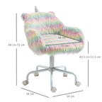 Vinsetto Unicorn Home Office Chair, Height Adjustable Fluffy Desk Chair with Armrests and Swivel Wheels, Colourful