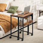 HOMCOM 63 cm Drop Leaf Writing Work Desk - Rustic Brown