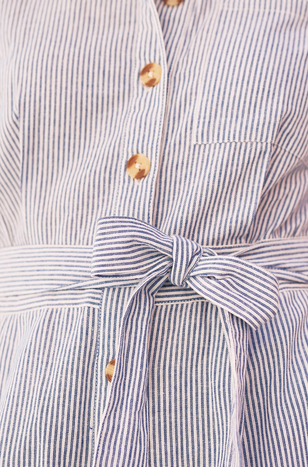 Yumi Blue Pinstripe Cotton Jumpsuit
