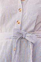 Yumi Blue Pinstripe Cotton Jumpsuit