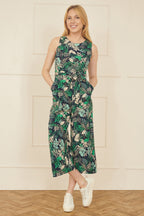 Yumi Green Leaf Culotte Jumpsuit
