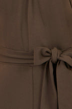 Yumi Brown Cross Over Halter Neck Jumpsuit