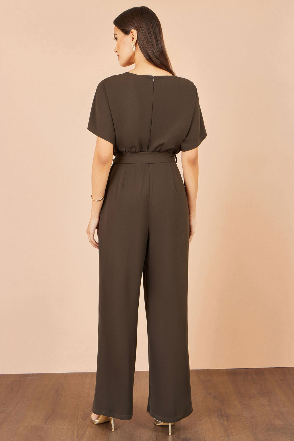 Yumi Brown Batwing Stretch Jumpsuit