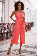 Yumi Red Gingham Button Through Jumpsuit