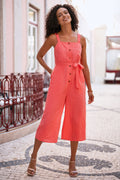 Yumi Red Gingham Button Through Jumpsuit