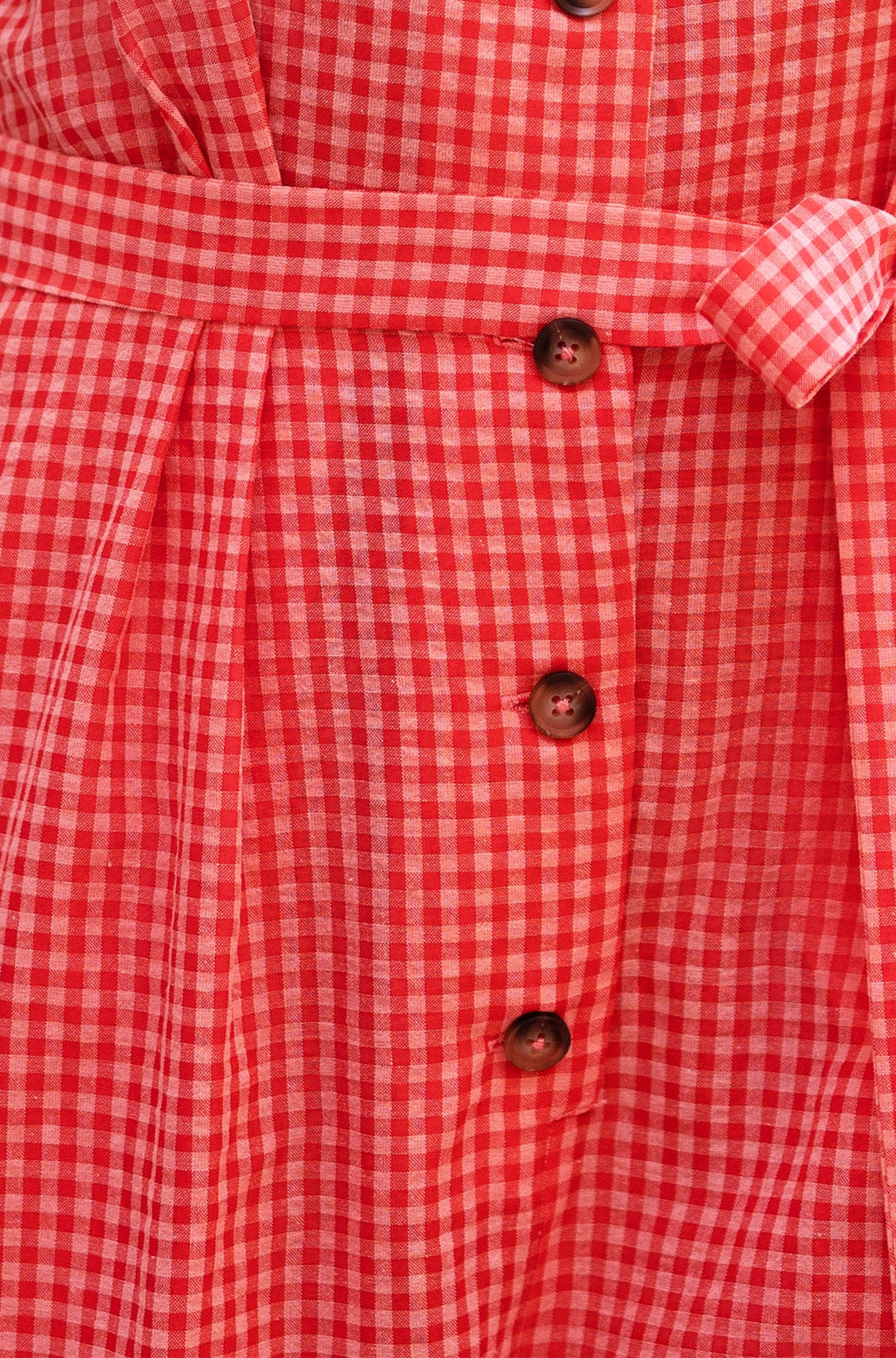Yumi Red Gingham Button Through Jumpsuit