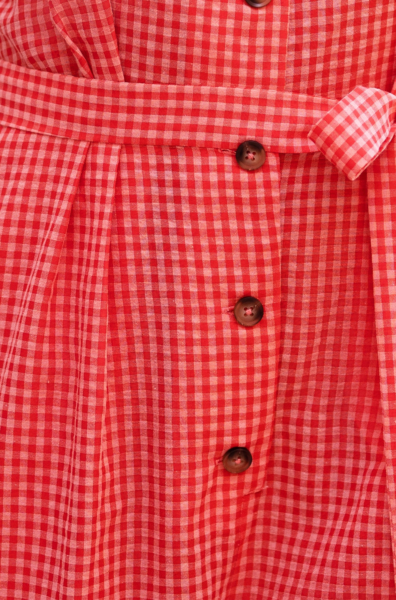 Yumi Red Gingham Button Through Jumpsuit