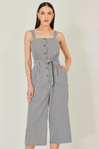 Yumi Black Gingham Button Through Jumpsuit