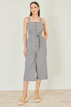 Yumi Black Gingham Button Through Jumpsuit