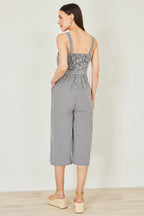 Yumi Black Gingham Button Through Jumpsuit