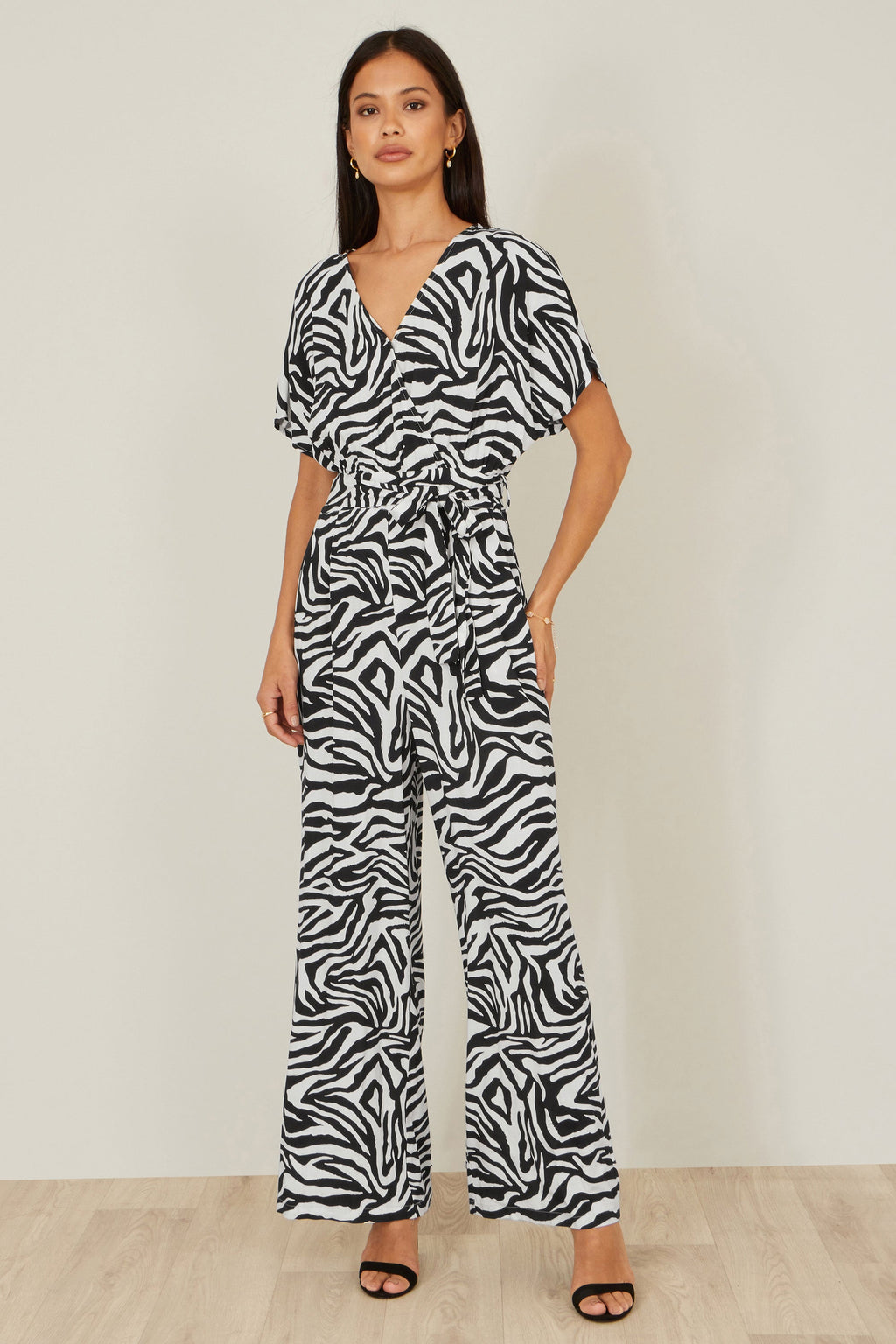 Yumi Black Zebra Print Relaxed Jumpsuit