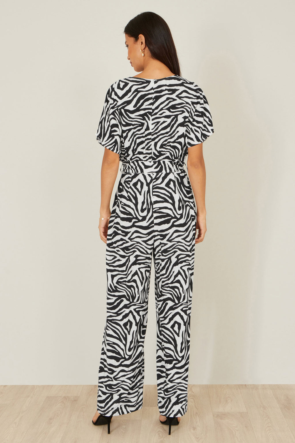 Yumi Black Zebra Print Relaxed Jumpsuit