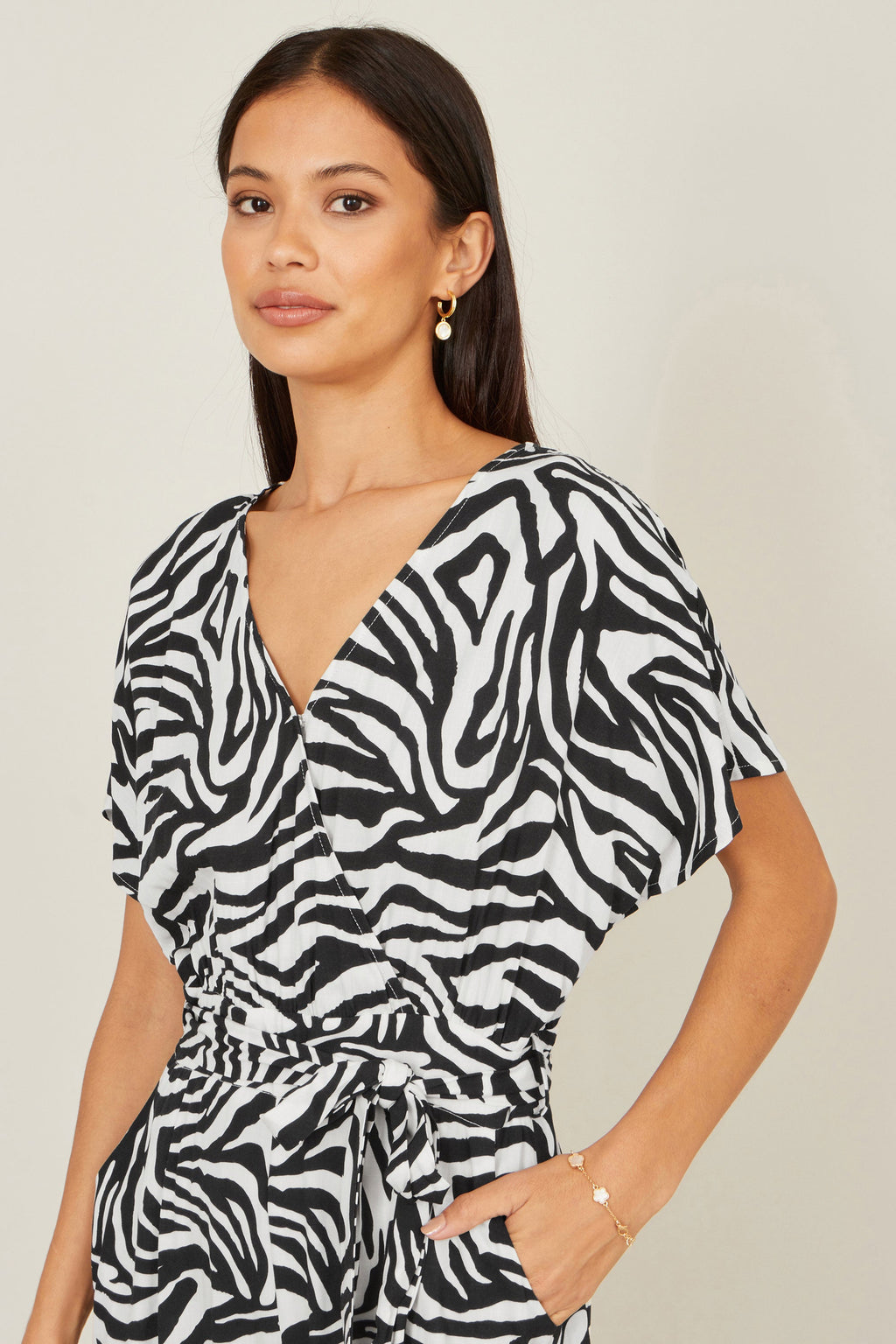 Yumi Black Zebra Print Relaxed Jumpsuit