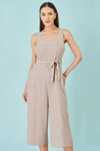 Yumi Brown Stripe Strappy Jumpsuit