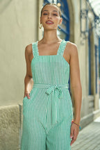 Yumi Green Stripe Strappy Jumpsuit