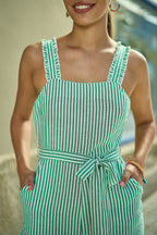 Yumi Green Stripe Strappy Jumpsuit