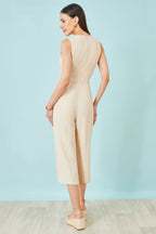 Yumi Beige Viscose Culotte Jumpsuit