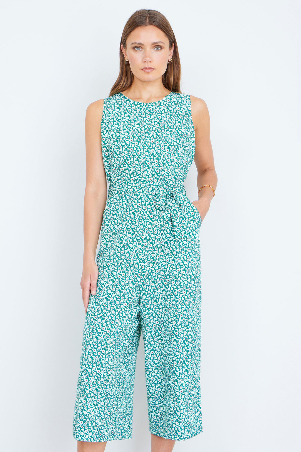 Yumi Green Ditsy Culotte Jumpsuit