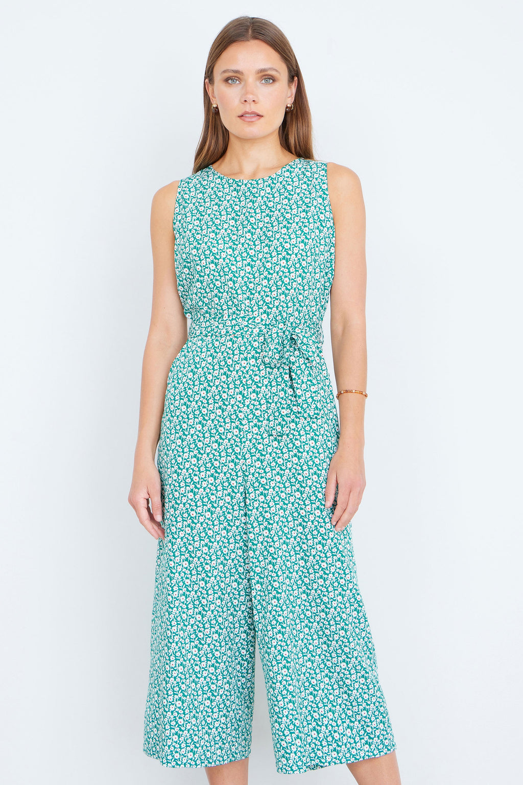 Yumi Green Ditsy Culotte Jumpsuit