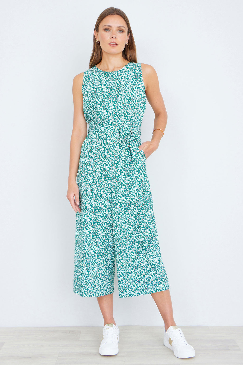 Yumi Green Ditsy Culotte Jumpsuit